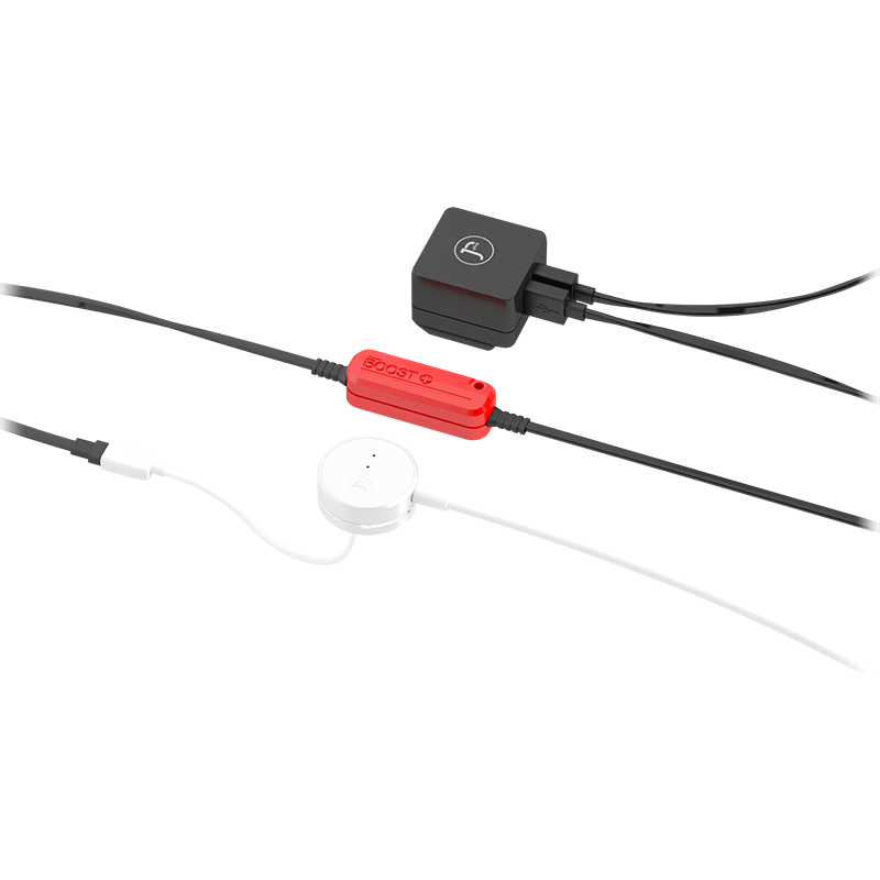 boost power cable attached to puck and power adaptor