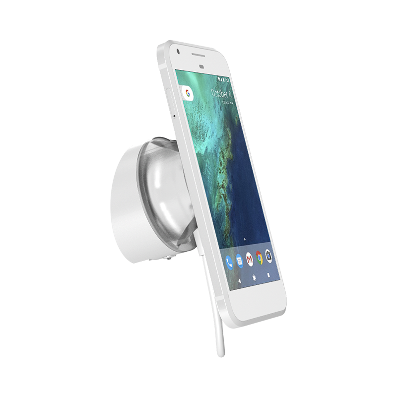 J-Plug Tab Stand 2 with smartphone wall mounted